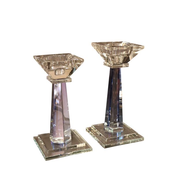 Mini Kristal Şamdan İkili Yeşil Açık Mavi