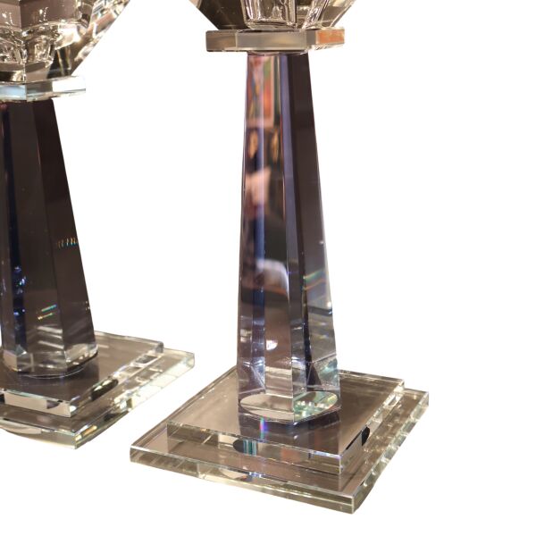 Mini Kristal Şamdan İkili Yeşil Açık Mavi