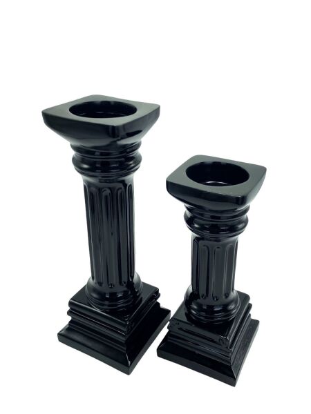 İkili Sütun Şamdan Siyah Siyah