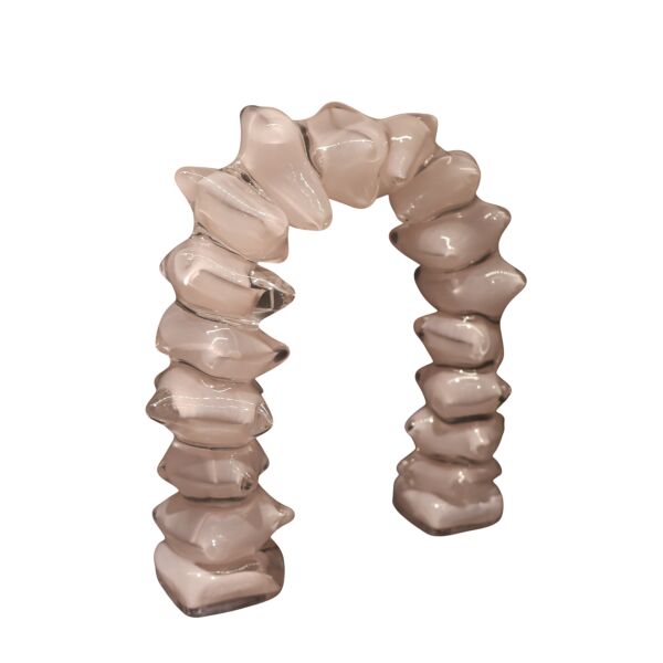 Dominoes Cam Dekor Gri Büyük Pembe