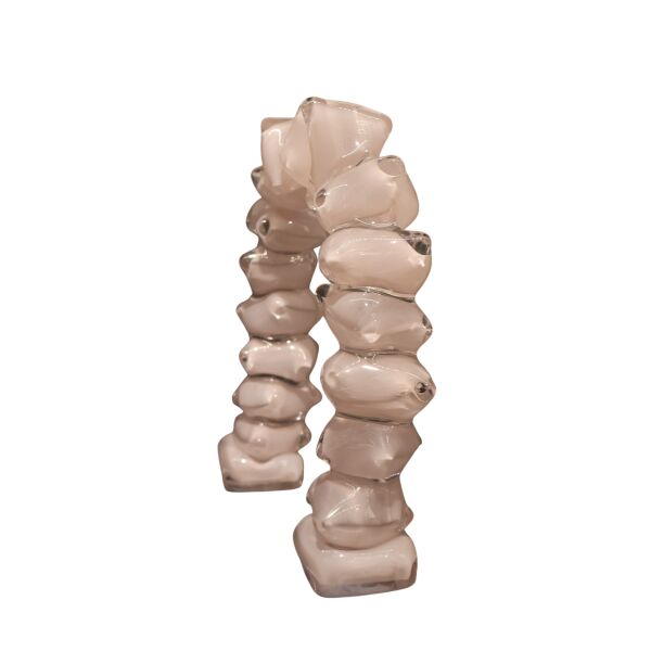 Dominoes Cam Dekor Gri Büyük Pembe