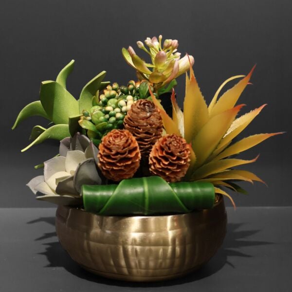 Kare Desen Saksı Eskitme Sukulent