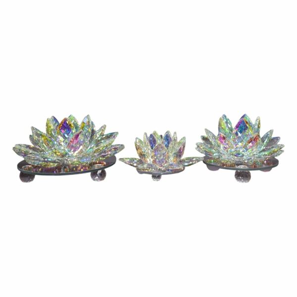 Üçlü Cam Lotus Set Renkli Şeffaf