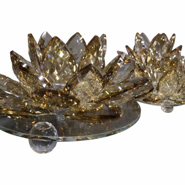 Üçlü Cam Lotus Set Şeffaf Bej