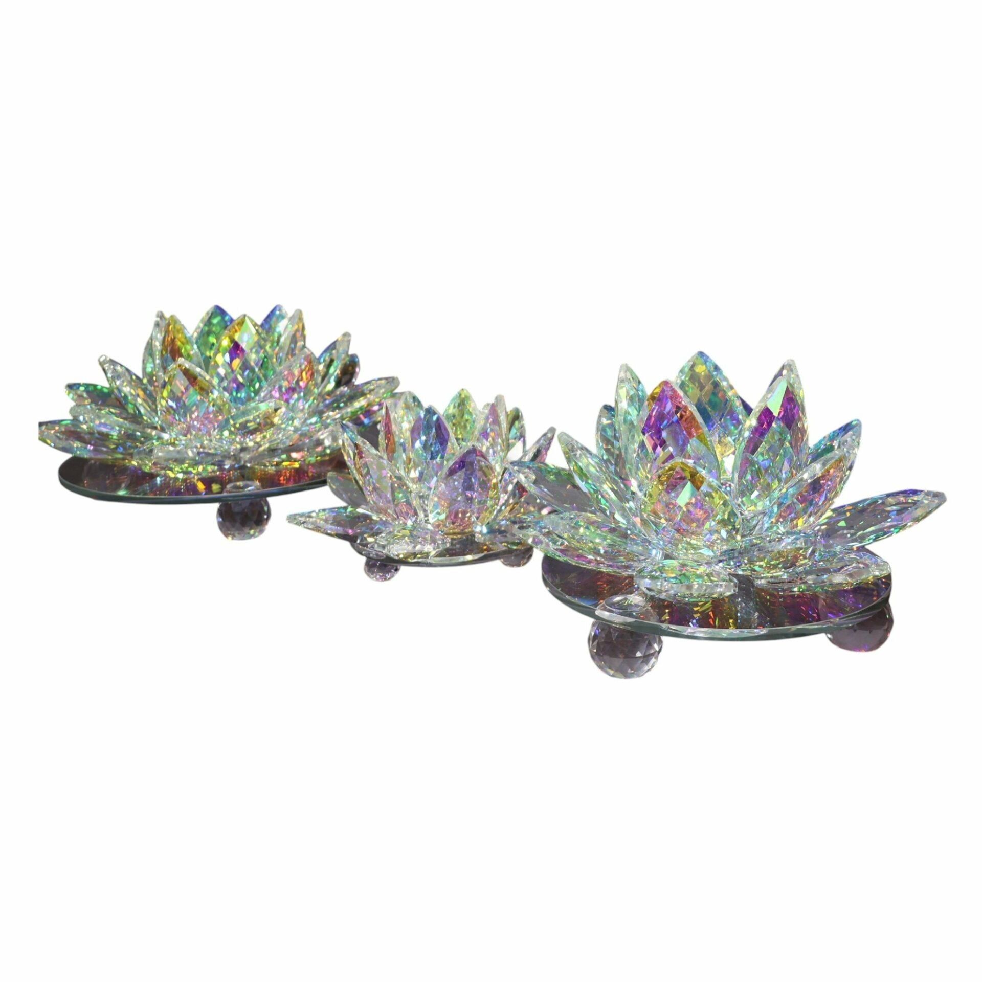 Üçlü Cam Lotus Set Şeffaf Renkli