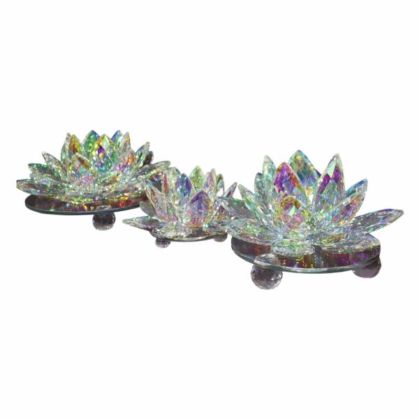 Üçlü Cam Lotus Set Şeffaf Renkli