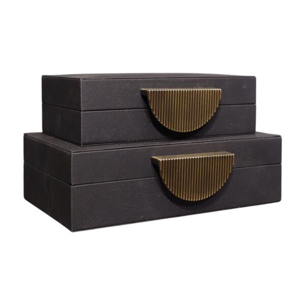 İkili Dinar Yarım Ay Deri Kutu Siyah Siyah