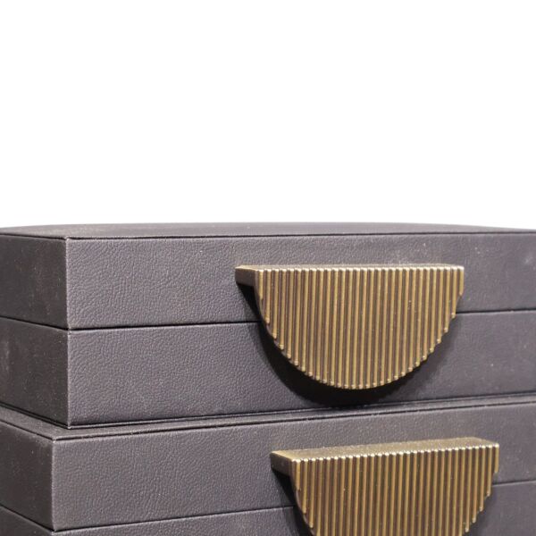 İkili Dinar Yarım Ay Deri Kutu Siyah Siyah