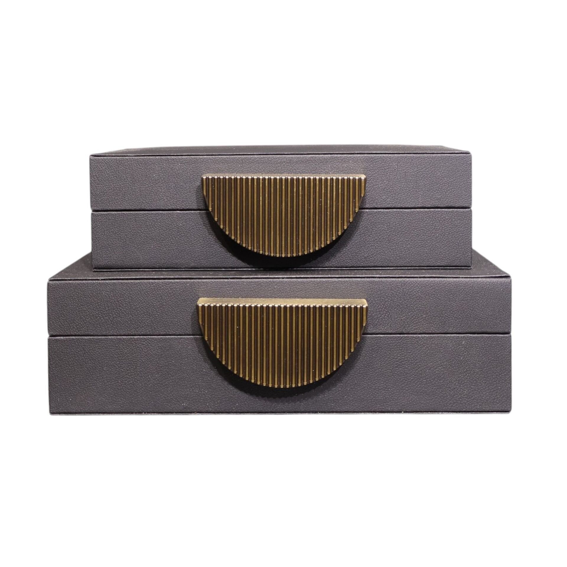 İkili Dinar Yarım Ay Deri Kutu Siyah Siyah