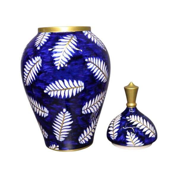 İkili Mavi Yaprak Desen Asil Küp