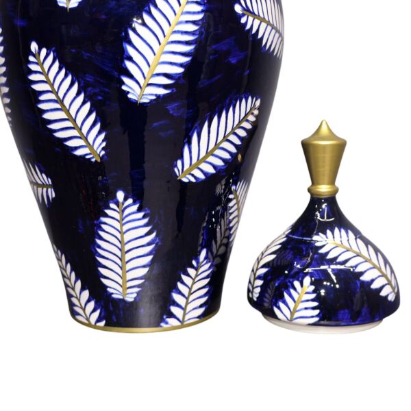 İkili Mavi Yaprak Desen Asil Küp