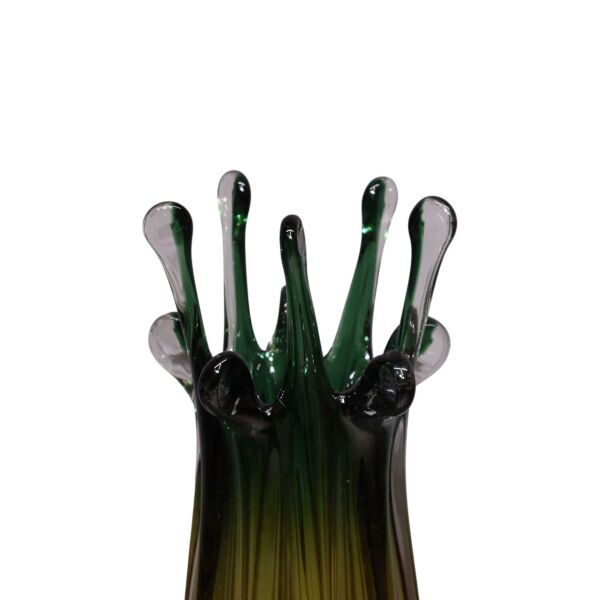 YEŞİL-BAL RENGİ DAMLA DESENLİ CAM VAZO BÜYÜK