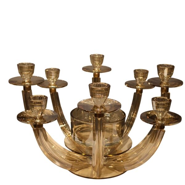 Sekiz Kollu Kristal Şamdan Şeffaf Füme