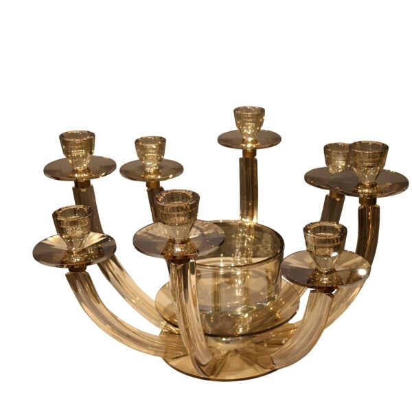 Sekiz Kollu Kristal Şamdan Şeffaf Füme