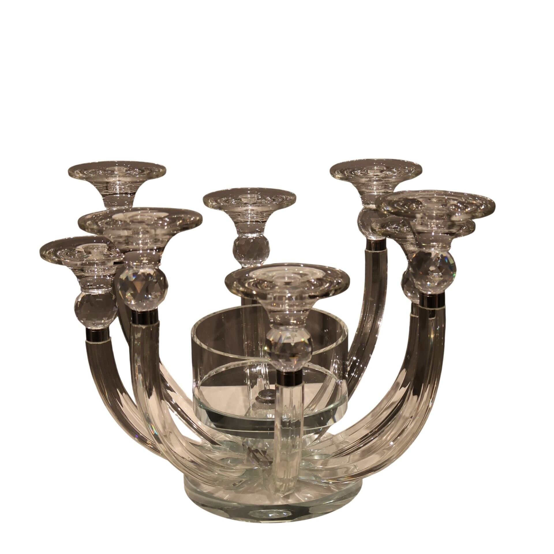 Sekiz Kollu Kristal Şamdan Şeffaf Şeffaf