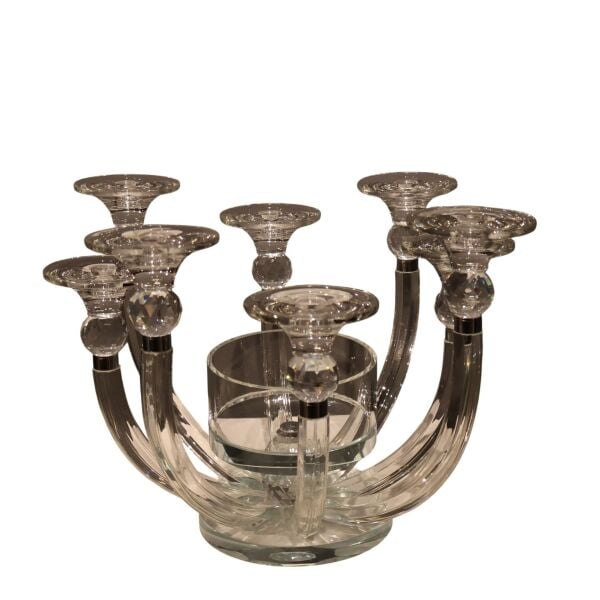 Sekiz Kollu Kristal Şamdan Şeffaf Şeffaf