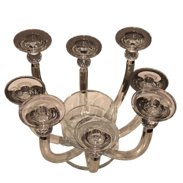 Sekiz Kollu Kristal Şamdan Şeffaf Şeffaf