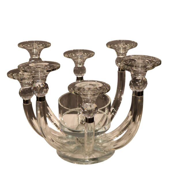 Sekiz Kollu Kristal Şamdan Şeffaf Şeffaf