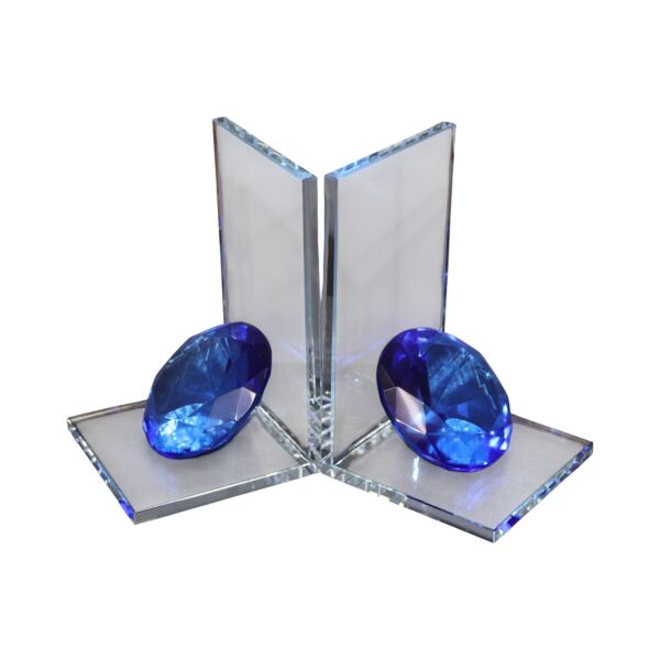 Elmas Kitap Tutucu Cam Mavi