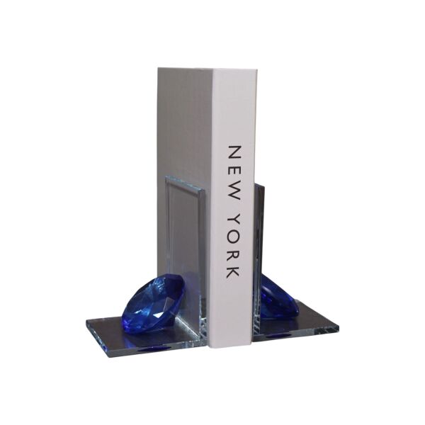 Elmas Kitap Tutucu Cam Mavi