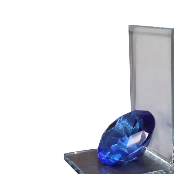 Elmas Kitap Tutucu Cam Mavi