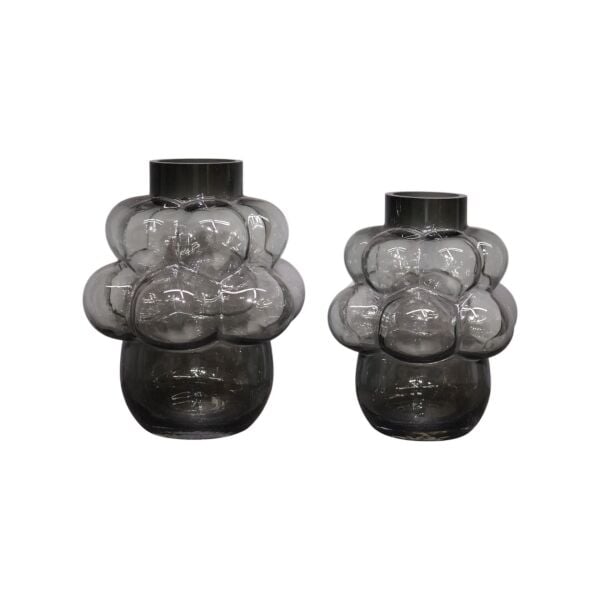 İkili Bubble Cam Vazo Füme