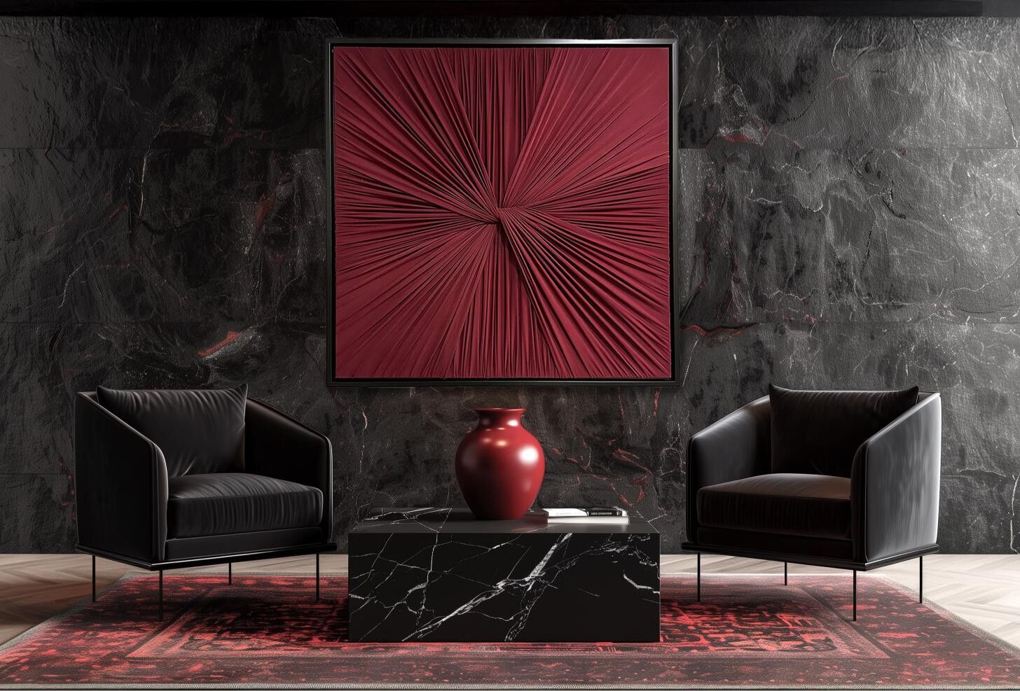 Bordo Renk Kumaş Kare Model Duvar Aksesuarı 105x105