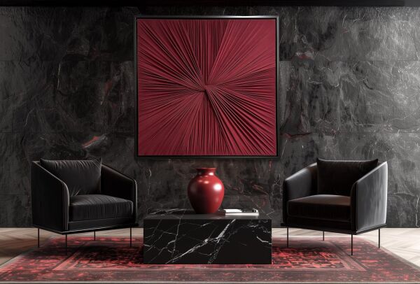 Bordo Renk Kumaş Kare Model Duvar Aksesuarı 105x105