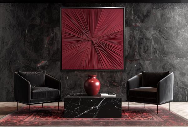 Bordo Renk Kumaş Kare Model Duvar Aksesuarı 105x105