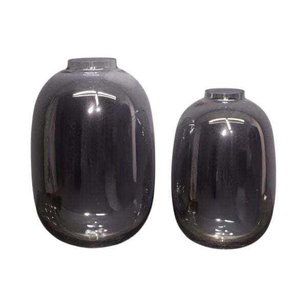 İkili Balon Cam Vazo Füme