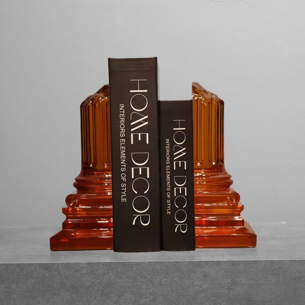 Reçine Sütun Kitap Tutucu Amber