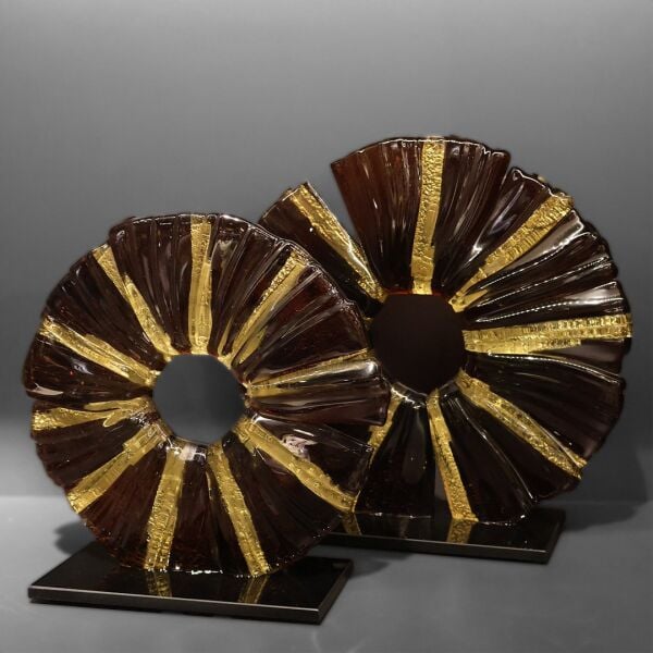 Kahve Gold Şerit Disk İkili