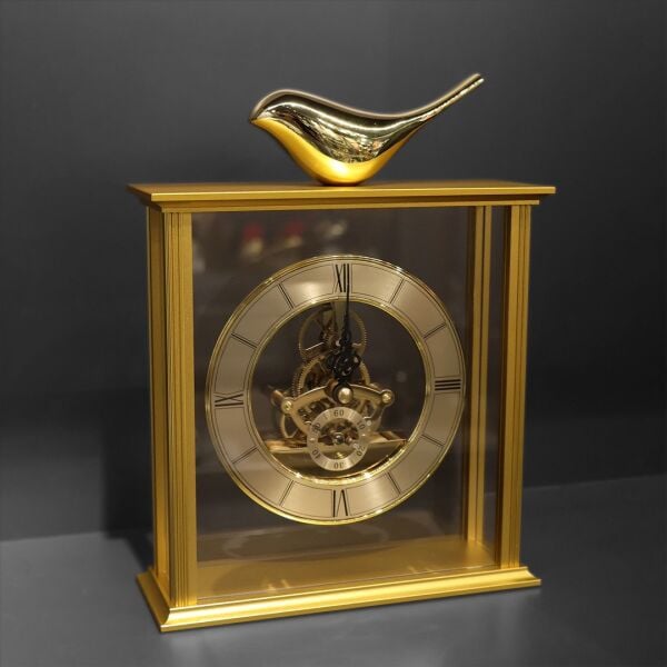 Gold Kuş Detaylı Masa Saati