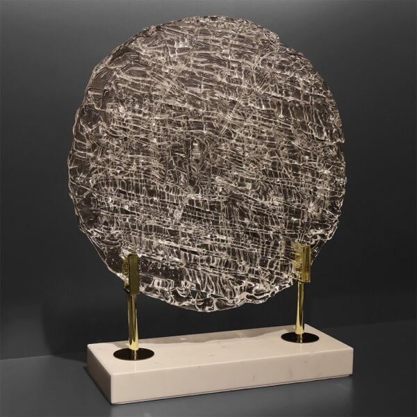 Mermer Kaideli Şeffaf Cam Disk