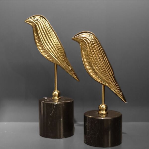 Siyah Mermer Kaide İkili Gold Kuş