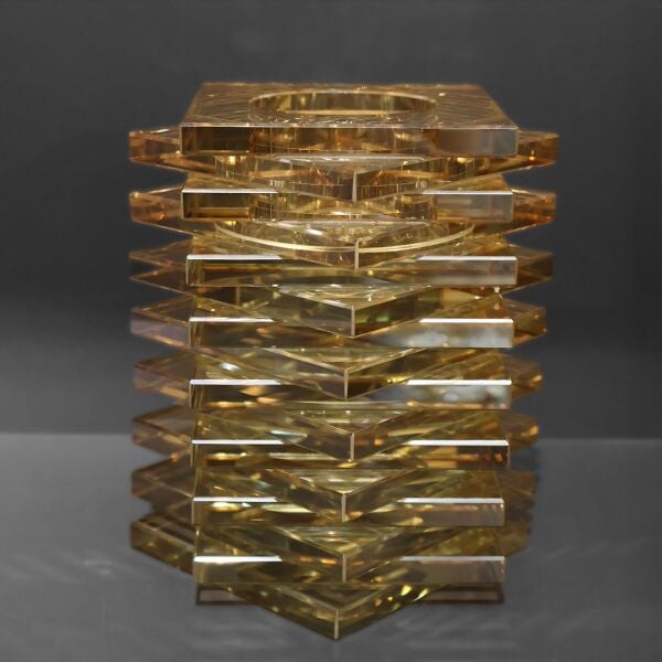 Kristal Altıgen Bal Rengi Mumluk