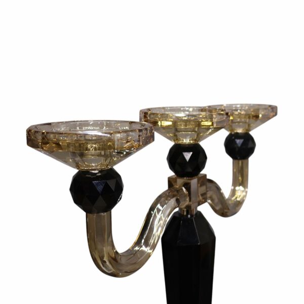 İki Kollu Şamdan Siyah Bej Siyah-Bej