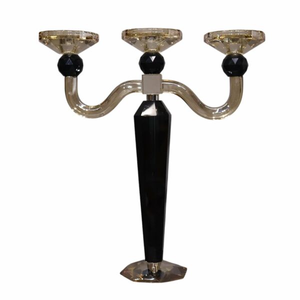 İki Kollu Şamdan Siyah Bej Siyah-Bej