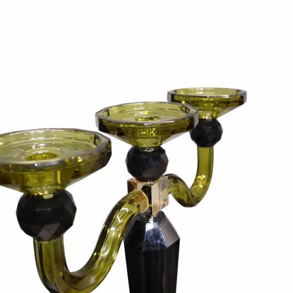 İki Kollu Şamdan Siyah Bej Siyah-Yeşil