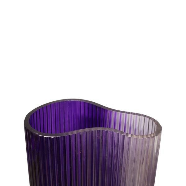 İkili Cam Tırtıklı Mor Vazo Mor