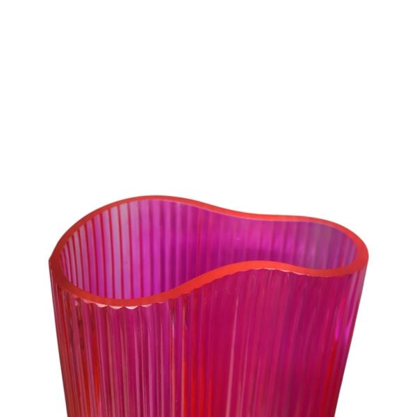 İkili Cam Tırtıklı Mor Vazo Pembe