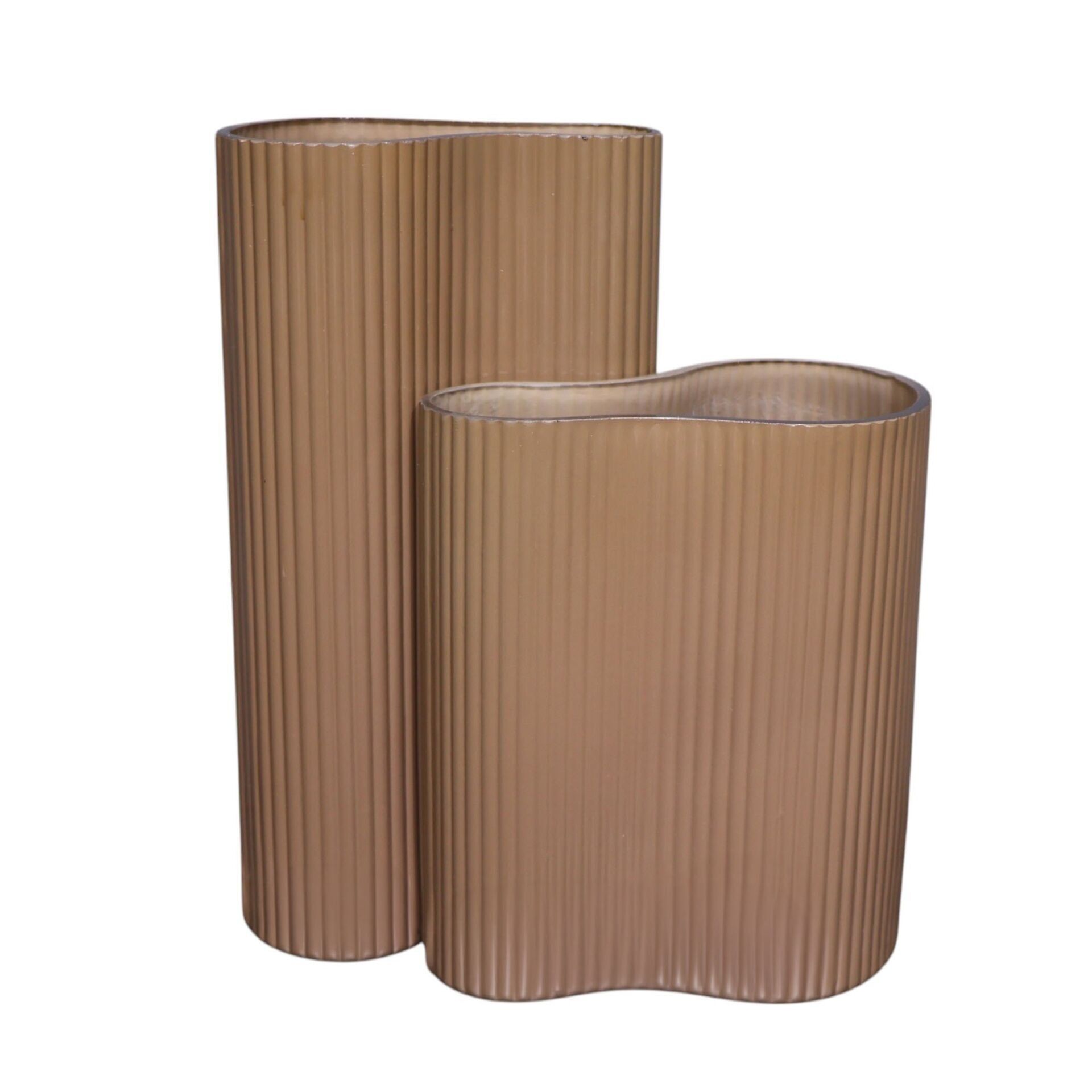 İkili Cam Tırtıklı Mor Vazo Vizon