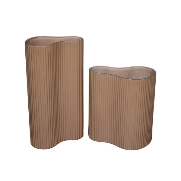 İkili Cam Tırtıklı Mor Vazo Vizon