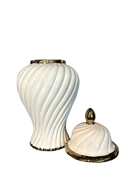 Büyük Gold Detaylı Lacivert Küp Beyaz