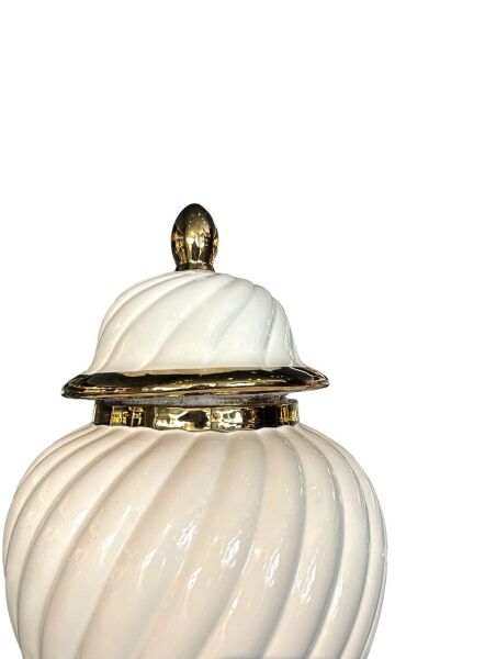 Büyük Gold Detaylı Lacivert Küp Beyaz