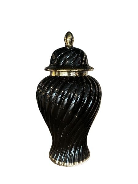 Büyük Gold Detaylı Lacivert Küp Siyah