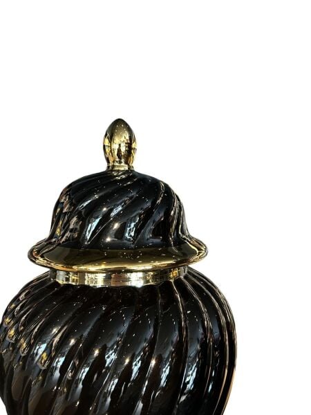 Büyük Gold Detaylı Lacivert Küp Siyah