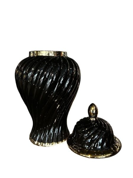 Büyük Gold Detaylı Lacivert Küp Siyah