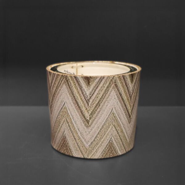 Deri Zigzag Desenli Mum Bej