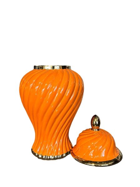 Büyük Gold Detaylı Lacivert Küp Turuncu